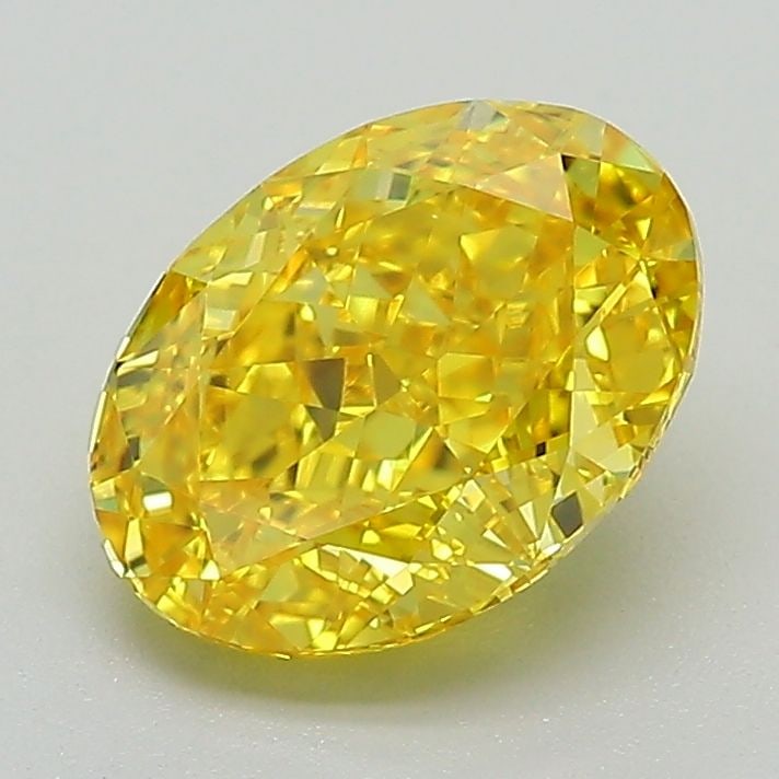 Loose Lab Diamond IGI Oval 1.74ct Fancy Vivid Yellow VVS2: Loose Lab Diamond IGI Oval 1.74ct Fancy Vivid Yellow VVS2 Loose Lab Diamond IGI Oval 1.74ct Fancy Vivid Yellow VVS2, with good polish and symmetry, certified by IGI, and measures 8.59L x 6.16W x