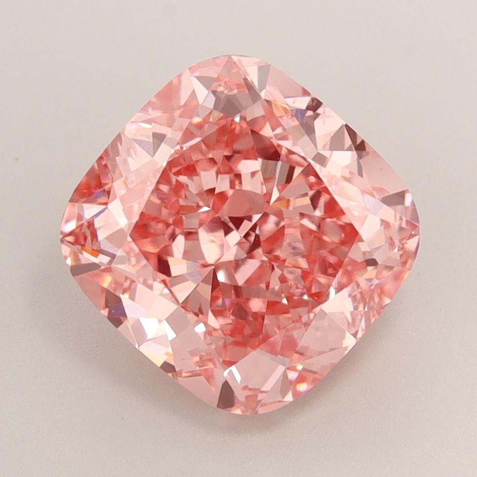 Loose Lab Diamond IGI Cushion Brilliant 4.18ct Fancy Vivid Pink VVS2: Loose Lab Diamond IGI Cushion Brilliant 4.18ct Fancy Vivid Pink VVS2 Loose Lab Diamond, IGI certified, 4.18ct, Fancy Vivid Pink, VVS2 clarity, with VG polish and EX symmetry, measuring 9.12L x 8.83W