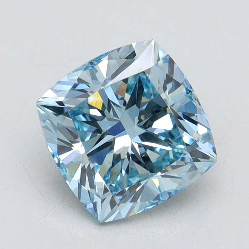 Loose Lab Diamond IGI Cushion Brilliant 1.95ct Fancy Vivid Blue VS2: Loose Lab Diamond IGI Cushion Brilliant 1.95ct Fancy Vivid Blue VS2 Loose lab-grown diamond rated IGI, 1.95ct, Cushion Brilliant cut, Fancy Vivid Blue color, VS2 clarity, with EX Polish and EX Symmetr