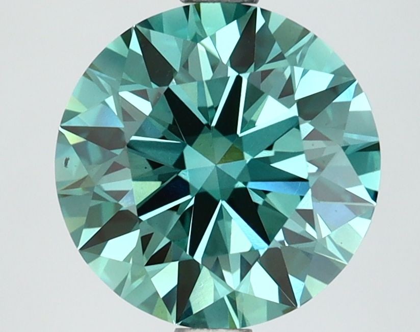 Loose Lab Diamond IGI Round 2.51ct Fancy Vivid Green VS2: Loose Lab Diamond IGI Round 2.51ct Fancy Vivid Green VS2 Loose Lab Diamond IGI Round 2.51ct Fancy Vivid Green VS2, graded with Good polish and symmetry, measuring 8.68L x 8.74W x 5.34H, certified by I