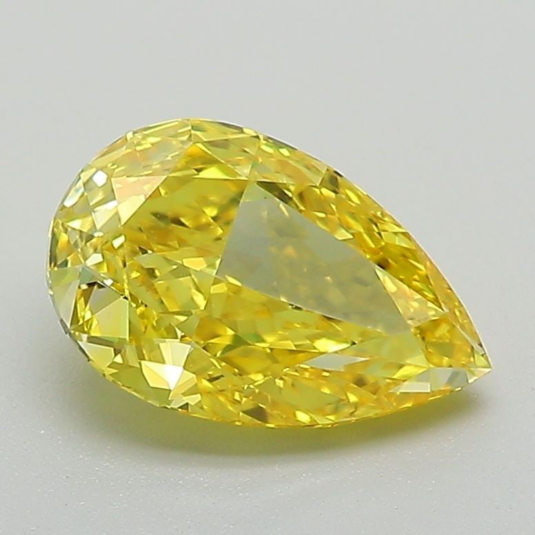 Loose Lab Diamond IGI Pear 1.82ct Fancy Vivid Yellow VS2: Loose Lab Diamond IGI Pear 1.82ct Fancy Vivid Yellow VS2 Loose Lab Diamond IGI Pear 1.82ct Fancy Vivid Yellow VS2, demonstrating excellent polish and symmetry, measuring 9.88L x 6.34W x 4.03H, certifi
