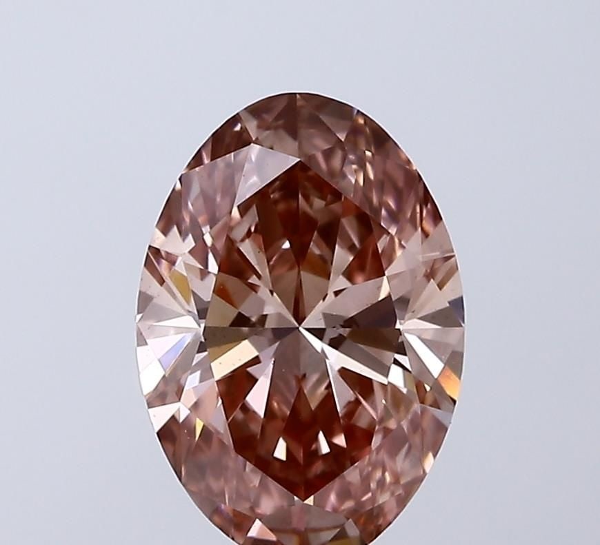 Loose Lab Diamond IGI Oval 2.0ct Fancy Intense Brownish Pink VS2: Loose Lab Diamond IGI Oval 2.0ct Fancy Intense Brownish Pink VS2 Loose Lab Diamond IGI Oval 2.0ct Fancy Intense Brownish Pink VS2, featuring excellent polish and symmetry, with measurements of 10.35L