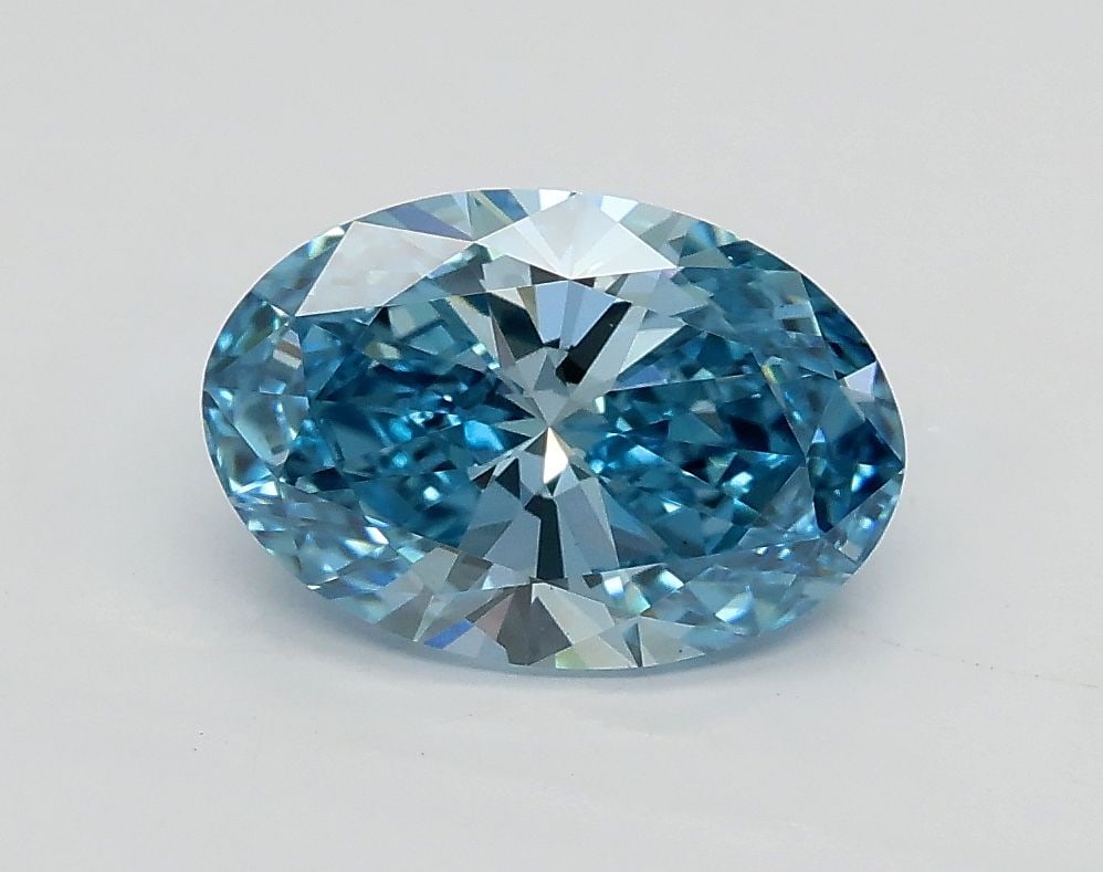 IGI Loose Lab Diamond Oval 1.2ct Fancy Vivid Blue VS2: IGI Loose Lab Diamond Oval 1.2ct Fancy Vivid Blue VS2 Loose Lab Diamond IGI Oval, 1.2ct, Fancy Vivid Blue color, VS2 clarity, with excellent polish and symmetry; measures 8.68mm x 5.86mm x 3.6mm, cert