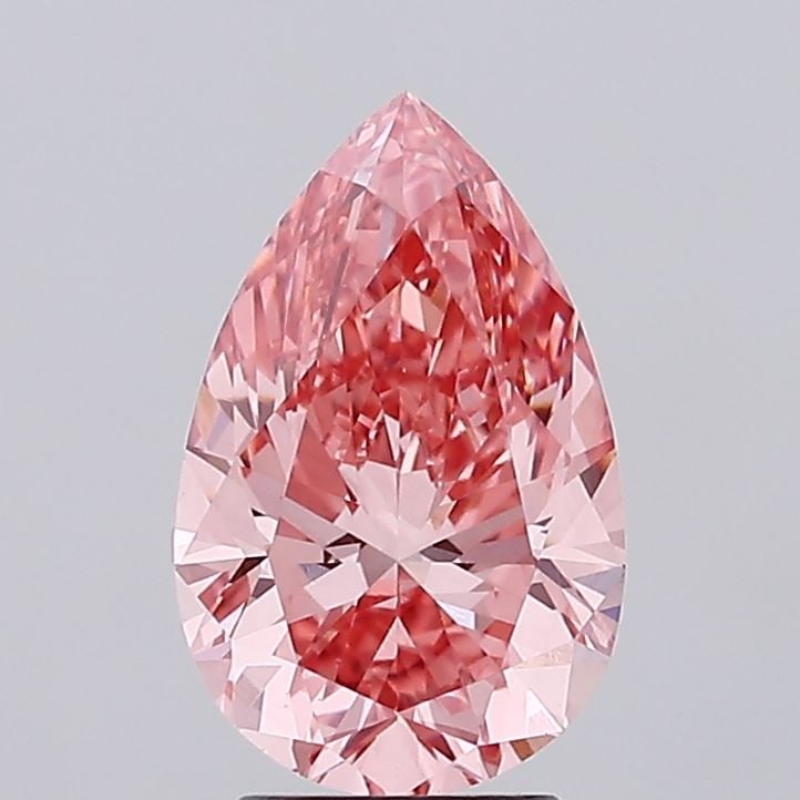 IGI Loose Lab Diamond 2.88ct Pear Fancy Vivid Pink VS1: IGI Loose Lab Diamond 2.88ct Pear Fancy Vivid Pink VS1 IGI loose lab diamond weighing 2.88ct, pear shape, fancy vivid pink color, clarity VS1, excellent polish and symmetry; measures 12.21L x 7.79W x