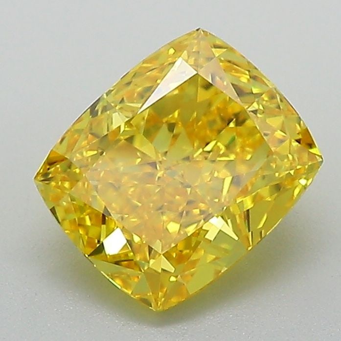 Loose Lab Diamond IGI Cushion Modified 1.85ct Fancy Vivid Yellow VVS2: Loose Lab Diamond IGI Cushion Modified 1.85ct Fancy Vivid Yellow VVS2 Loose Lab Diamond IGI Cushion Modified 1.85ct Fancy Vivid Yellow VVS2, excellent polish and symmetry, dimensions 7.78L x 6.54W x 4