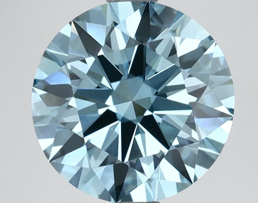 IGI 2.53ct Round Fancy Vivid Blue VS1 - Ideal Loose Lab Diamond: IGI 2.53ct Round Fancy Vivid Blue VS1 - Ideal Loose Lab Diamond IGI certified loose lab-grown diamond weighing 2.53ct, featuring a round cut, Fancy Vivid Blue color, and VS1 clarity; measurements are