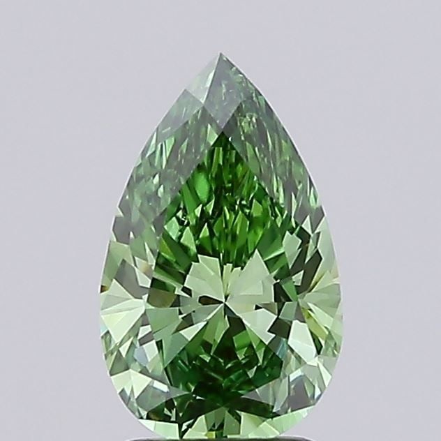IGI 1.17ct Pear Fancy Vivid Green VVS2 - Loose Lab Diamond: IGI 1.17ct Pear Fancy Vivid Green VVS2 - Loose Lab Diamond Loose lab-grown diamond of 1.17ct with a Fancy Vivid Green color and VVS2 clarity, certified by IGI; measures 9.60L x 5.86W x 3.61H. Item Spe