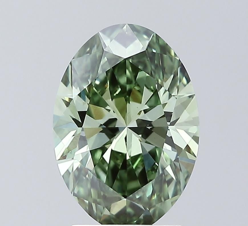 IGI 2.55ct Oval Fancy Vivid Green VS1 - Loose Lab Diamond: IGI 2.55ct Oval Fancy Vivid Green VS1 - Loose Lab Diamond This 2.55ct loose lab diamond is oval-shaped with Fancy Vivid Green color and VS1 clarity, certified by IGI. Item Specifics: Source: This Is A
