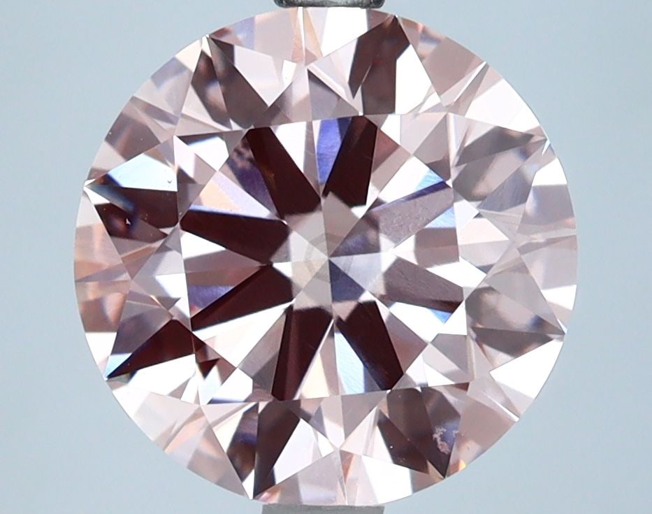 IGI Round 3.6ct Fancy Intense Pink VS1 - Ideal Loose Diamond: IGI Round 3.6ct Fancy Intense Pink VS1 - Ideal Loose Diamond IGI certified loose lab-grown diamond, round ideal cut, weighing 3.6ct with fancy intense pink color and VS1 clarity, showcasing excellent