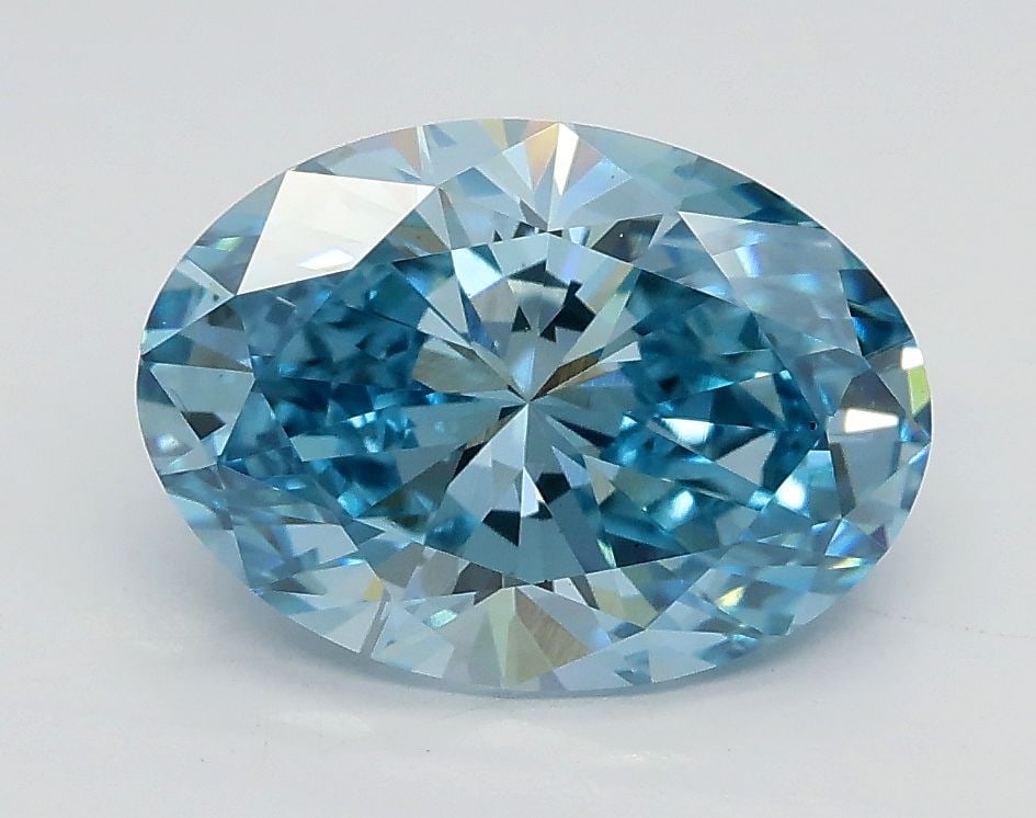 Loose Lab Diamond IGI Oval 2.01ct Fancy Vivid Blue VS1: Loose Lab Diamond IGI Oval 2.01ct Fancy Vivid Blue VS1 Loose lab-grown diamond IGI certified, 2.01ct in an oval cut, showcasing a fancy vivid blue color with VS1 clarity. Measurements are 9.87L x