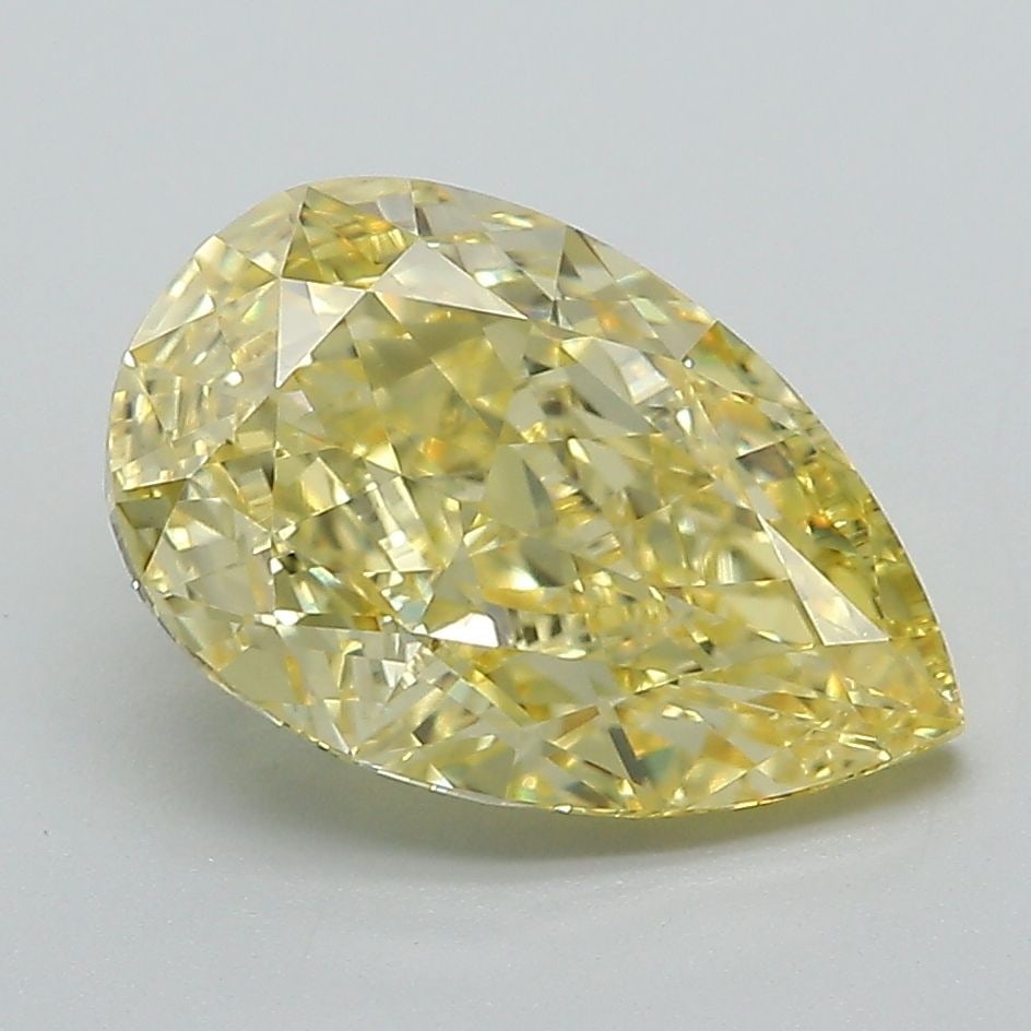 Loose Lab Diamond - IGI Pear 3.04ct Fancy Intense Yellow VVS2: Loose Lab Diamond - IGI Pear 3.04ct Fancy Intense Yellow VVS2 Loose Lab Diamond IGI Pear, 3.04ct, Fancy Intense Yellow color, VVS2 clarity, with excellent polish and very good symmetry. Certified by I