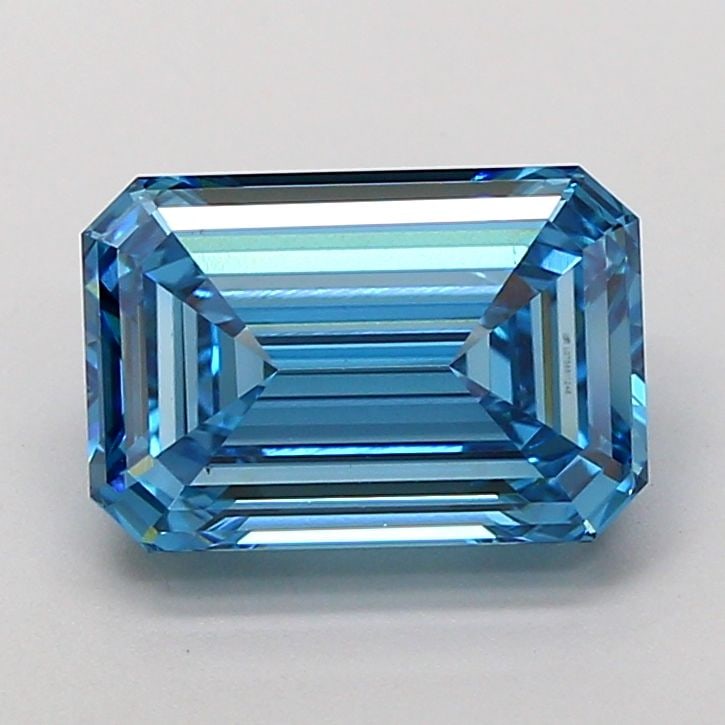 Loose Lab Diamond IGI Emerald 3.1ct Fancy Vivid Blue VS1: Loose Lab Diamond IGI Emerald 3.1ct Fancy Vivid Blue VS1 Loose Lab Diamond IGI Emerald, 3.1ct, Fancy Vivid Blue color, VS1 clarity, with excellent polish and symmetry. Certified by IGI, measuring 10.2
