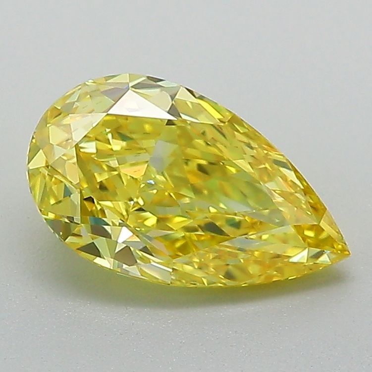 Loose Lab Diamond IGI Pear 1.62ct Fancy Vivid Yellow VS2: Loose Lab Diamond IGI Pear 1.62ct Fancy Vivid Yellow VS2 A loose lab-grown pear-shaped diamond weighing 1.62ct with fancy vivid yellow color and VS2 clarity, certified by IGI, with measurements of 10.