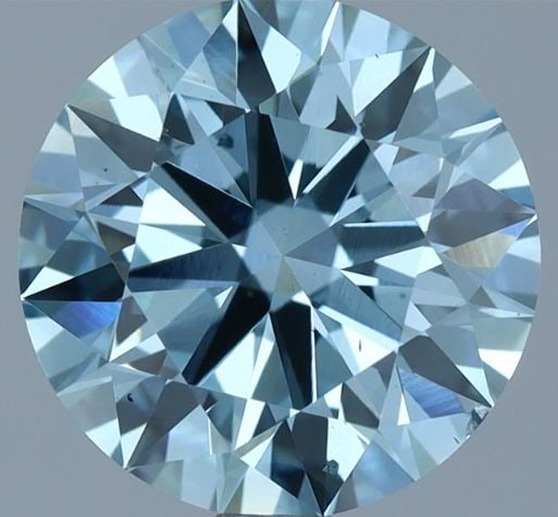 Loose Lab Diamond IGI Round 2.51ct Fancy Blue VS2: Loose Lab Diamond IGI Round 2.51ct Fancy Blue VS2 Loose Lab Diamond IGI Round weighing 2.51ct with Fancy Blue color and Clarity VS2, featuring Good Polish and Symmetry, measures 8.72L x 8.77W x 5.32H,