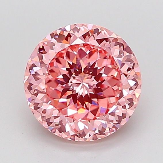 Loose Lab Diamond IGI Round 2.25ct Fancy Vivid Pink VS1: Loose Lab Diamond IGI Round 2.25ct Fancy Vivid Pink VS1 Loose lab-grown diamond with a 2.25ct round cut, fancy vivid pink color, and clarity VS1, certified by IGI; measurements are 8.14L x 8.15W x 4.9