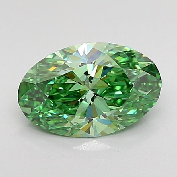 IGI Loose Lab Diamond Oval 1.0ct Fancy Vivid Green VVS2: IGI Loose Lab Diamond Oval 1.0ct Fancy Vivid Green VVS2 IGI certified loose lab diamond oval cut, 1.0ct, in fancy vivid green color and VVS2 clarity; features excellent polish and symmetry. Item Speci