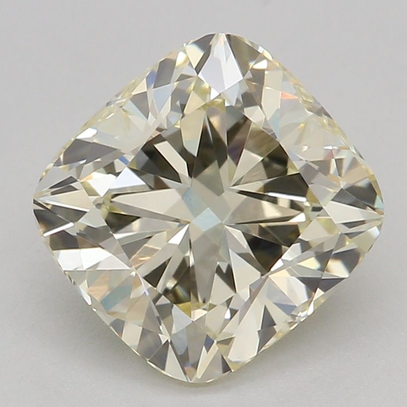 Loose Lab Diamond IGI Cushion Brilliant 1.59ct Fancy Light Yellow VS1: Loose Lab Diamond IGI Cushion Brilliant 1.59ct Fancy Light Yellow VS1 Loose lab diamond cushion brilliant cut, 1.59ct, with fancy light yellow color and VS1 clarity; features excellent polish and symm