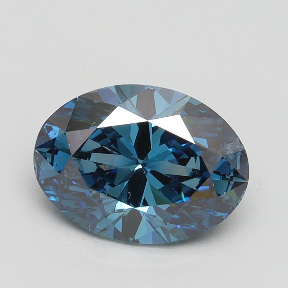 Loose Lab Diamond IGI Oval 1.85ct Fancy Vivid Blue SI2: Loose Lab Diamond IGI Oval 1.85ct Fancy Vivid Blue SI2 Loose Lab Diamond IGI Oval 1.85ct Fancy Vivid Blue SI2, with dimensions of 9.57L x 6.99W x 4.29H, featuring excellent polish and symmetry. Item S