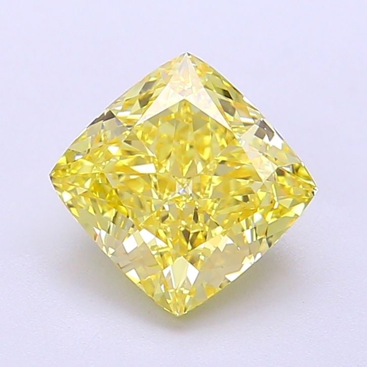 Loose Lab Diamond IGI Cushion Modified 2.07ct Fancy Vivid Yellow VS1: Loose Lab Diamond IGI Cushion Modified 2.07ct Fancy Vivid Yellow VS1 Loose Lab Diamond IGI Cushion Modified 2.07ct Fancy Vivid Yellow VS1, dimensions 7.33L x 7.14W x 4.43H, with excellent polish and s