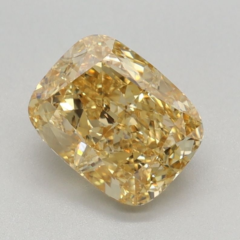 Loose Lab Diamond 1.11ct Fancy Vivid Yellow VS2 - IGI Cushion Modified: Loose Lab Diamond 1.11ct Fancy Vivid Yellow VS2 - IGI Cushion Modified Loose lab diamond weighing 1.11ct, color Fancy Vivid Yellow, clarity VS2, with excellent polish and symmetry, certified by IGI. I
