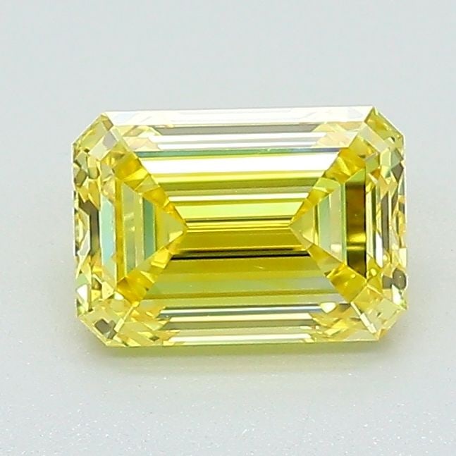 Loose Lab Diamond IGI 1.02ct Fancy Vivid Yellow VS1 - Emerald: Loose Lab Diamond IGI 1.02ct Fancy Vivid Yellow VS1 - Emerald Loose Lab Diamond IGI 1.02ct Fancy Vivid Yellow VS1 is an emerald cut diamond with excellent polish and symmetry, measuring 6.64mm x 4.71m