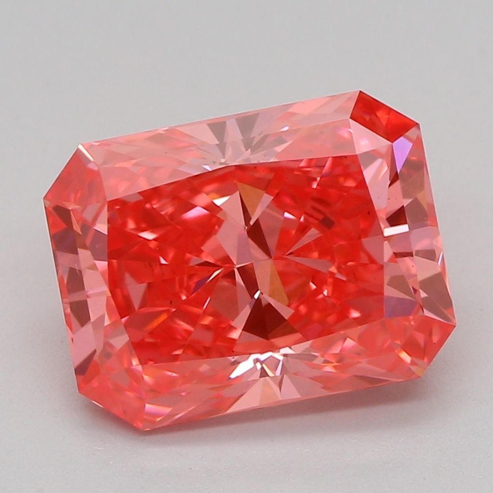Loose Lab Diamond IGI Radiant 2.06ct Fancy Vivid Pink VS1: Loose Lab Diamond IGI Radiant 2.06ct Fancy Vivid Pink VS1 Loose lab-grown diamond IGI certified, weighing 2.06ct, with a fancy vivid pink color and VS1 clarity. It has excellent polish and symmetry, m