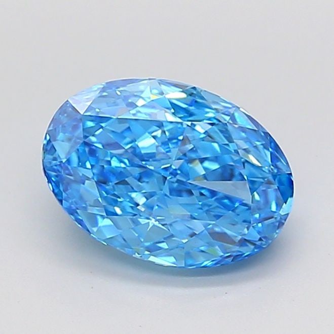 Loose Lab Diamond IGI Oval 2.37ct Fancy Vivid Blue VS1: Loose Lab Diamond IGI Oval 2.37ct Fancy Vivid Blue VS1 Loose lab-grown diamond IGI certified, 2.37ct, Fancy Vivid Blue color, VS1 clarity, featuring EX polish and symmetry, measuring 10.1L x 7.14W x 4
