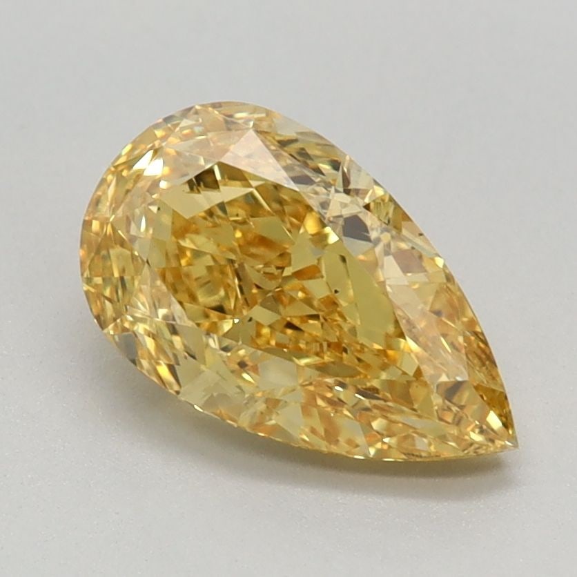 Loose Lab Diamond 1.08ct Fancy Vivid Yellow VS2 - IGI Pear: Loose Lab Diamond 1.08ct Fancy Vivid Yellow VS2 - IGI Pear Loose lab diamond of 1.08ct, Fancy Vivid Yellow color and VS2 clarity, certified by IGI. It measures 8.61L x 5.16W x 3.37H mm featuring