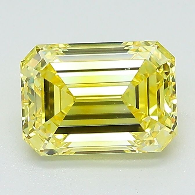 Loose Lab Diamond IGI Emerald 1.46ct Fancy Vivid Yellow VS1: Loose Lab Diamond IGI Emerald 1.46ct Fancy Vivid Yellow VS1 Loose Lab Diamond IGI Emerald 1.46ct Fancy Vivid Yellow VS1, featuring EX Polish and Symmetry, measured 7.56L X 5.44W X 3.65H, certified by
