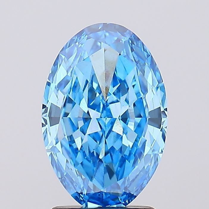 Loose Lab Diamond IGI Oval 1.79ct Fancy Vivid Blue VS1: Loose Lab Diamond IGI Oval 1.79ct Fancy Vivid Blue VS1 Loose Lab Diamond IGI Oval 1.79ct Fancy Vivid Blue VS1, showcasing VG Polish and Symmetry with measurements of 10.42L X 6.94W X 3.52H, certified