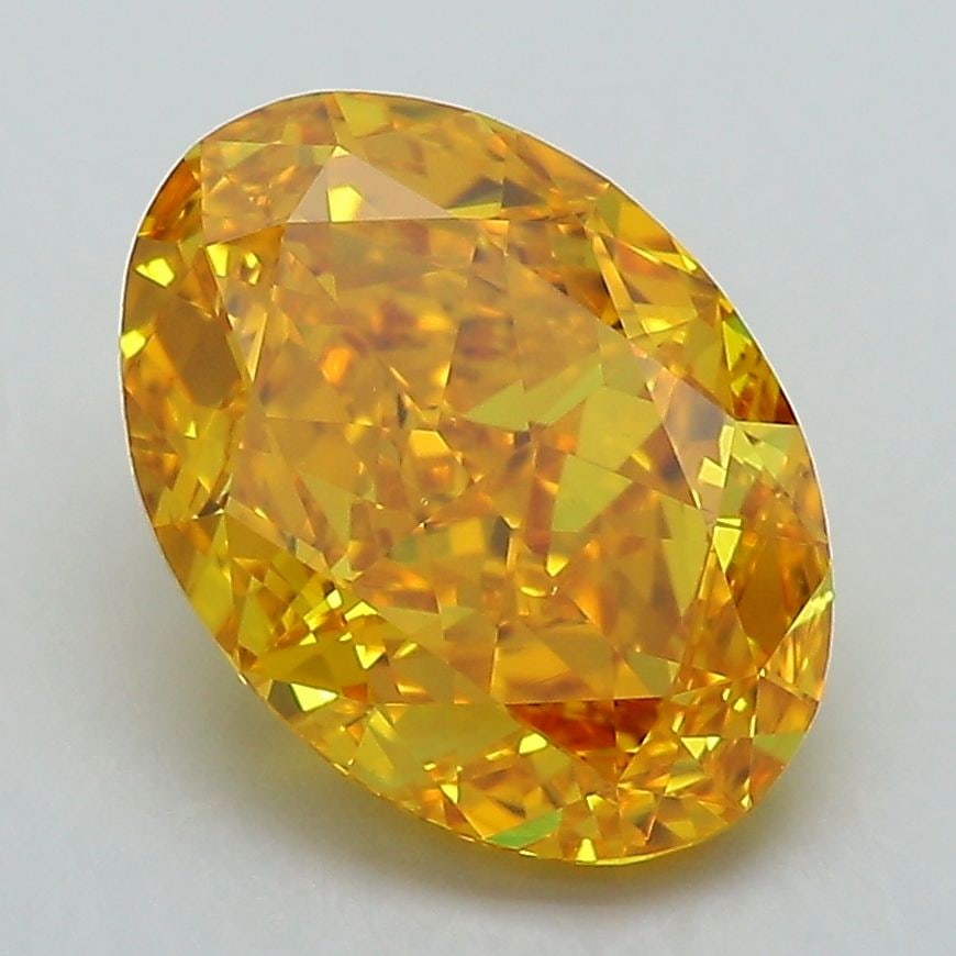 Loose Lab Diamond IGI Oval 3.53ct Fancy Vivid Yellow VS1: Loose Lab Diamond IGI Oval 3.53ct Fancy Vivid Yellow VS1 Loose lab-grown diamond weighing 3.53ct in an oval cut, Fancy Vivid Yellow color, and VS1 clarity. It has excellent polish and symmetry, certif