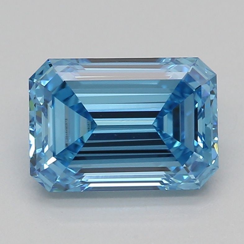 Loose Lab Diamond IGI Emerald 1.01ct Fancy Vivid Blue VVS2: Loose Lab Diamond IGI Emerald 1.01ct Fancy Vivid Blue VVS2 Loose lab diamond IGI Emerald 1.01ct Fancy Vivid Blue VVS2 with excellent polish and very good symmetry, measuring 6.85L x 4.84W x 3.19H, cer