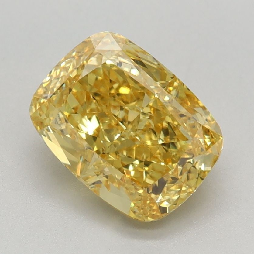 Loose Lab Diamond IGI Cushion Modified 1.45ct Fancy Vivid Yellow VS1: Loose Lab Diamond IGI Cushion Modified 1.45ct Fancy Vivid Yellow VS1 Loose Lab Diamond IGI Cushion Modified, 1.45ct, Color: Fancy Vivid Yellow, Clarity: VS1, with EX polish and symmetry. Certified by