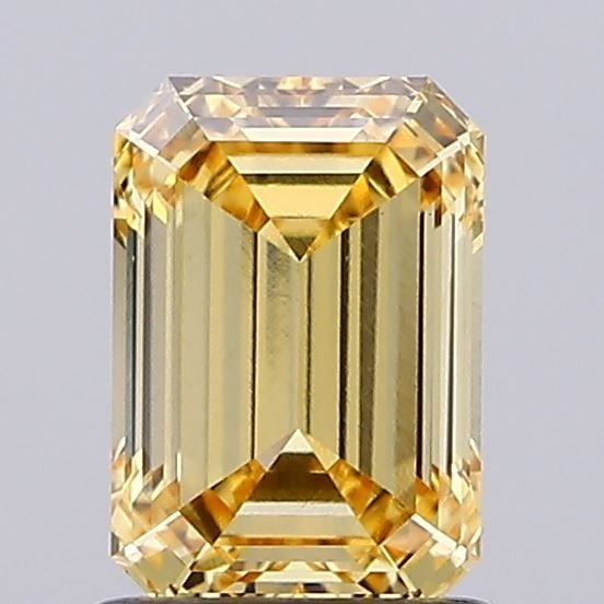 Loose Lab Diamond IGI Emerald 1.1ct Fancy Intense Yellow VS1: Loose Lab Diamond IGI Emerald 1.1ct Fancy Intense Yellow VS1 Loose lab-grown diamond weighing 1.1ct, emerald cut, fancy intense yellow color, clarity VS1, certified by IGI, with measurements of 7.03L
