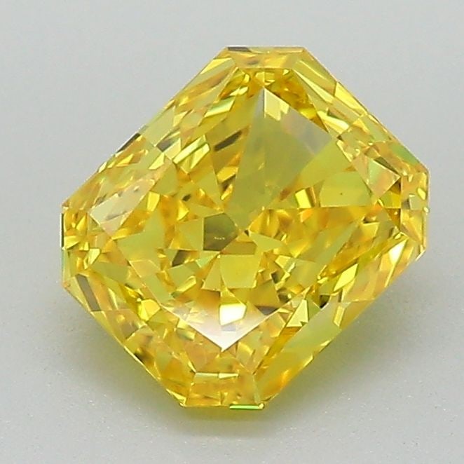 Loose Lab Diamond IGI Radiant 1.24ct Fancy Vivid Yellow VS2: Loose Lab Diamond IGI Radiant 1.24ct Fancy Vivid Yellow VS2 Loose lab-grown diamond featuring a carat weight of 1.24, fancy vivid yellow color, VS2 clarity, IGI certified, with dimensions of 6.87L x 5