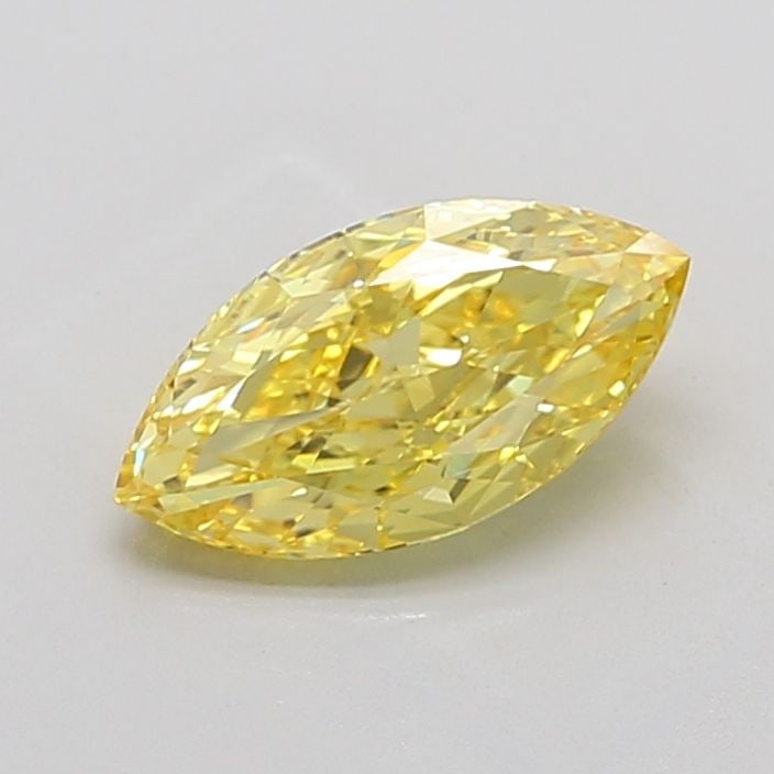 Loose Lab Diamond IGI Marquise 2.4ct Fancy Vivid Yellow VVS2: Loose Lab Diamond IGI Marquise 2.4ct Fancy Vivid Yellow VVS2 Loose lab-grown diamond weighing 2.4ct, fancy vivid yellow color, clarity VVS2, with excellent polish and symmetry, certified by IGI; measu