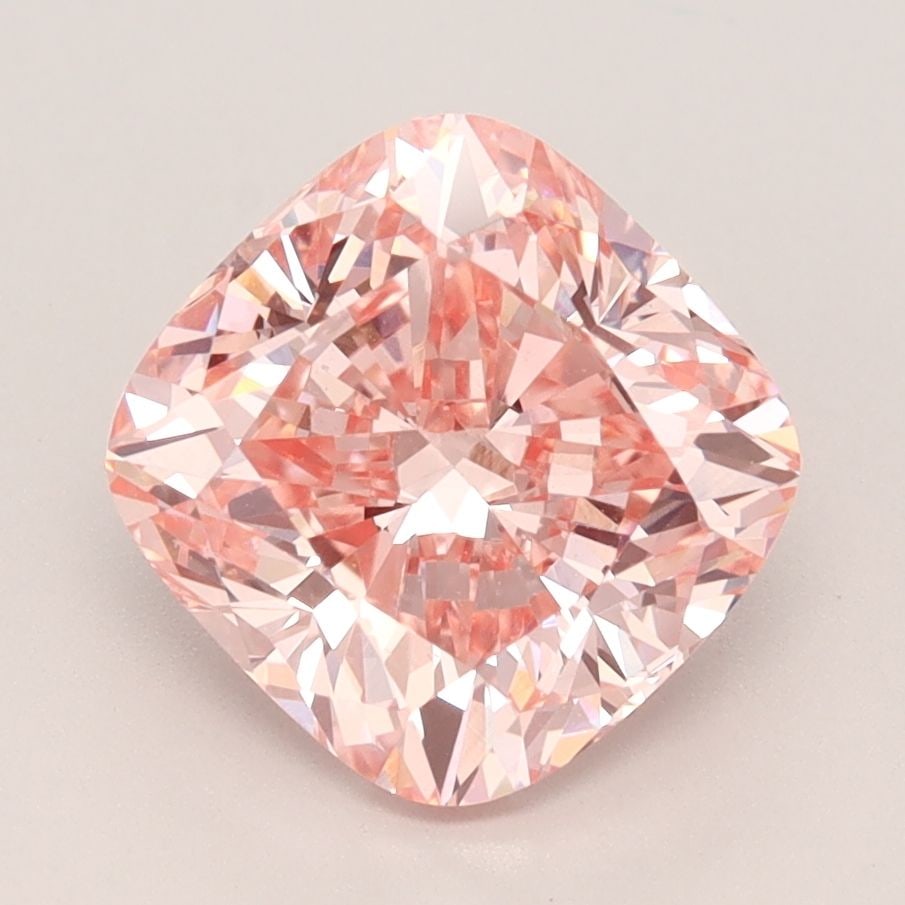 Loose Lab Diamond IGI Cushion Brilliant 3.0ct Fancy Vivid Pink VS1: Loose Lab Diamond IGI Cushion Brilliant 3.0ct Fancy Vivid Pink VS1 Loose Lab Diamond IGI Cushion Brilliant, 3.0ct, Color: Fancy Vivid Pink, Clarity: VS1, noted for excellent polish and symmetry, certi