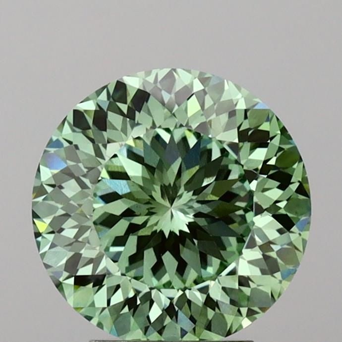 Loose Lab Diamond IGI Round 4.06ct Fancy Vivid Green VS1: Loose Lab Diamond IGI Round 4.06ct Fancy Vivid Green VS1 Loose lab-grown diamond, 4.06ct, IGI certified, round cut, color Fancy Vivid Green, clarity VS1, with excellent polish and symmetry, measuring