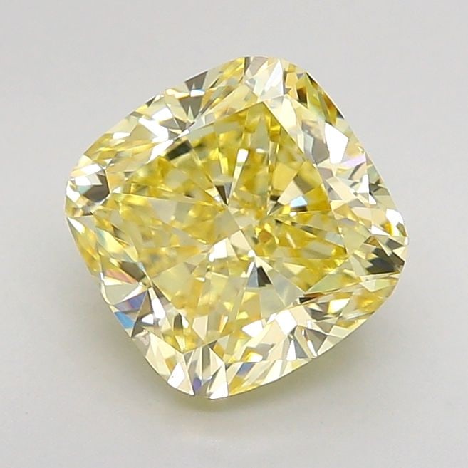 Loose Lab Diamond IGI Cushion Modified 2.04ct Fancy Intense Yellow VVS2: Loose Lab Diamond IGI Cushion Modified 2.04ct Fancy Intense Yellow VVS2 This 2.04ct Cushion Modified loose lab diamond is Fancy Intense Yellow with VVS2 clarity, and has excellent polish and symmetry;