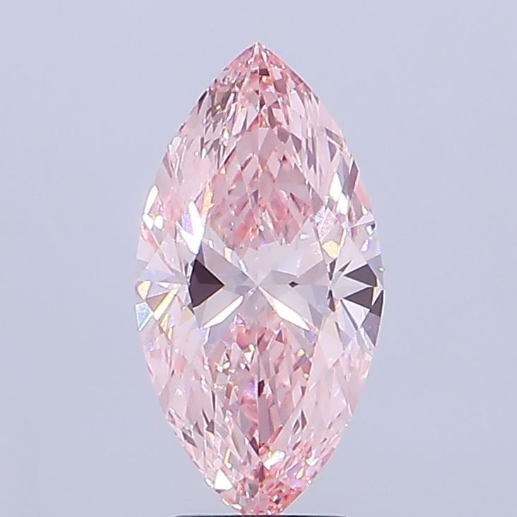 Loose Lab Diamond 3.29ct Fancy Vivid Pink VVS2 - Marquise: Loose Lab Diamond 3.29ct Fancy Vivid Pink VVS2 - Marquise Loose lab diamond, weighing 3.29ct with a marquise cut, fancy vivid pink color, clarity VVS2, excellent polish and symmetry, measuring 15.51L