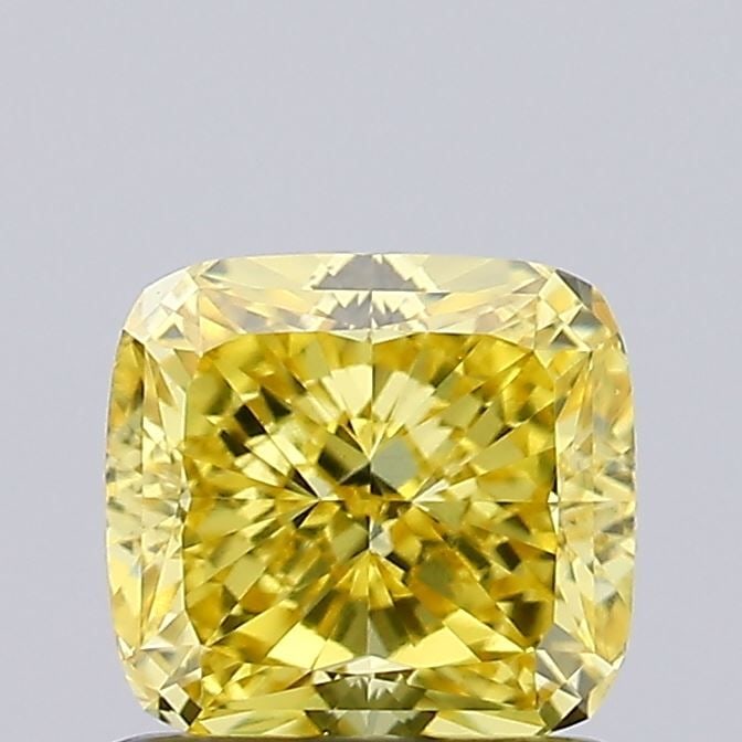 Loose Lab Diamond IGI Cushion Modified 1.06ct Fancy Vivid Yellow VVS2: Loose Lab Diamond IGI Cushion Modified 1.06ct Fancy Vivid Yellow VVS2 Loose Lab Diamond IGI Cushion Modified, 1.06ct, Fancy Vivid Yellow color, VVS2 clarity, with excellent polish and symmetry. Certif