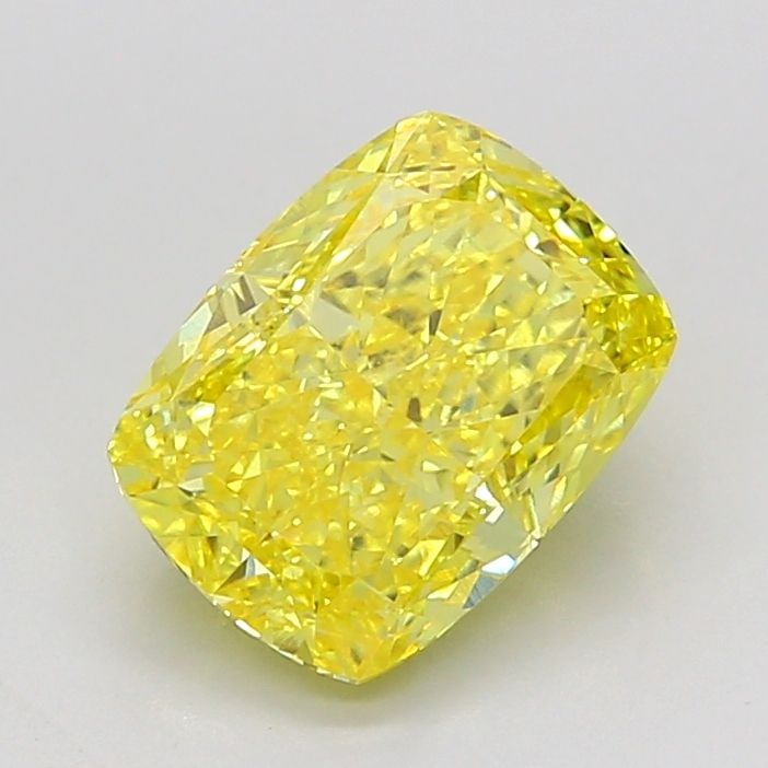 Loose Lab Diamond IGI Cushion Modified 2.31ct Fancy Vivid Yellow VVS1: Loose Lab Diamond IGI Cushion Modified 2.31ct Fancy Vivid Yellow VVS1 Loose lab-grown diamond, cushion modified cut, 2.31ct, Fancy Vivid Yellow color, VVS1 clarity, with EX polish and symmetry, measur