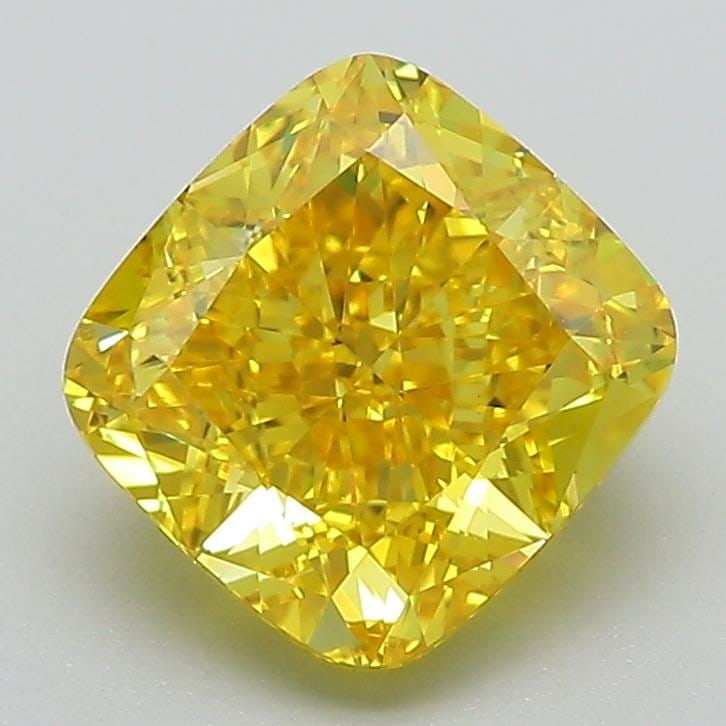 Loose Lab Diamond IGI Cushion Brilliant 2.38ct Fancy Vivid Yellow VS1: Loose Lab Diamond IGI Cushion Brilliant 2.38ct Fancy Vivid Yellow VS1 Loose lab-grown diamond, IGI certified, weighing 2.38ct with a cushion brilliant cut, fancy vivid yellow color, and VS1 clarity. D