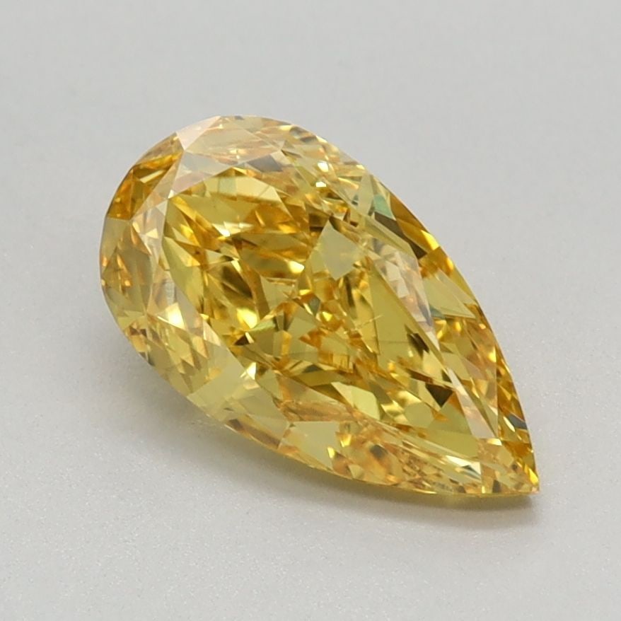 Loose Lab Diamond IGI Pear 1.02ct Fancy Vivid Yellow VS2: Loose Lab Diamond IGI Pear 1.02ct Fancy Vivid Yellow VS2 Loose Lab Diamond, IGI certified, 1.02ct, Pear cut, Fancy Vivid Yellow, VS2 clarity, with excellent polish and symmetry, measures 8.81L x 4.93W