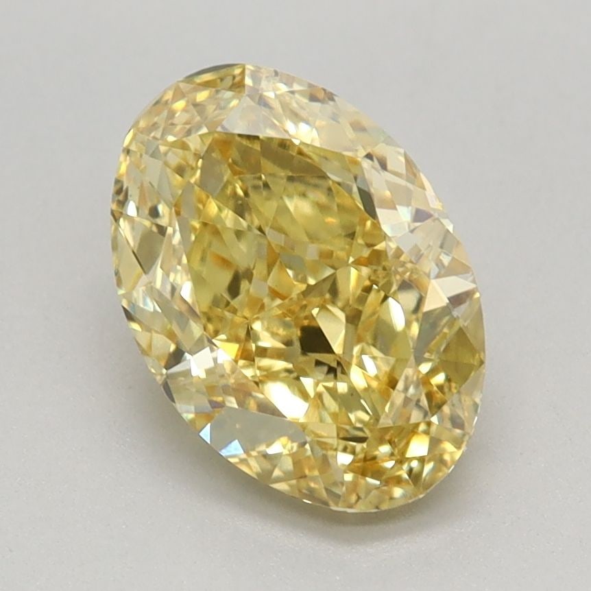Loose Lab Diamond IGI Oval 1.39ct Fancy Vivid Yellow VS1: Loose Lab Diamond IGI Oval 1.39ct Fancy Vivid Yellow VS1 Loose Lab Diamond IGI Oval, 1.39 ct, Fancy Vivid Yellow, Clarity VS1, featuring EX Polish and EX Symmetry, measuring 8.39L x 5.83W x 3.76H, cer