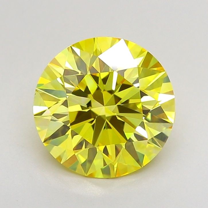 Ideal Loose Lab Diamond IGI Round 2.06ct Fancy Vivid Yellow VVS2: Ideal Loose Lab Diamond IGI Round 2.06ct Fancy Vivid Yellow VVS2 Ideal Loose Lab Diamond IGI Round, 2.06ct, Fancy Vivid Yellow, VVS2 clarity, with ideal cut, excellent polish, and symmetry; measures 8