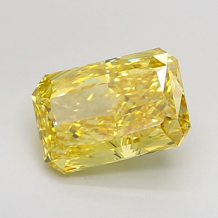 Loose Lab Diamond IGI Radiant 2.55ct Fancy Vivid Yellow VS1: Loose Lab Diamond IGI Radiant 2.55ct Fancy Vivid Yellow VS1 Loose Lab Diamond IGI Radiant 2.55ct with Fancy Vivid Yellow color and VS1 clarity, featuring EX polish and symmetry, measuring 9.46L x 6.42