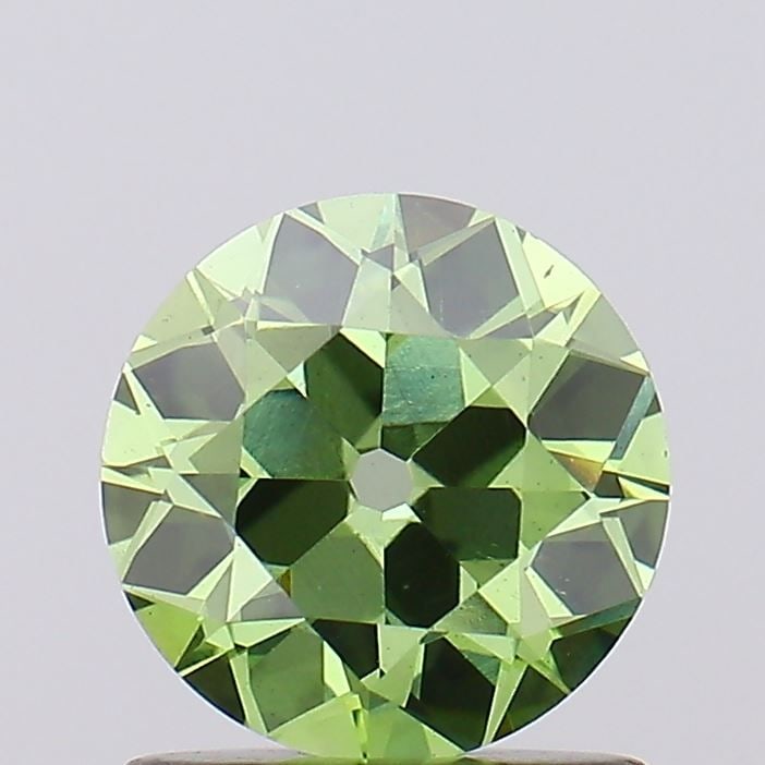 Loose Lab Diamond 1.09ct Fancy Vivid Green VS2 - European Cut: Loose Lab Diamond 1.09ct Fancy Vivid Green VS2 - European Cut Loose lab-grown diamond, 1.09ct, European cut, Fancy Vivid Green color, VS2 clarity, no certification, measurements 6.47L x 6.45W x 3.83H.