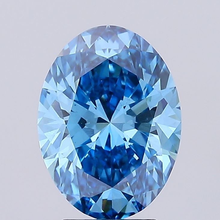 Loose Lab Diamond IGI Oval 3.01ct Fancy Vivid Blue VS1: Loose Lab Diamond IGI Oval 3.01ct Fancy Vivid Blue VS1 Loose lab-created diamond, 3.01ct, Fancy Vivid Blue color, VS1 clarity, certified by IGI. Measurements are 11.26L x 8.3W x 5.16H. Item Specifics: