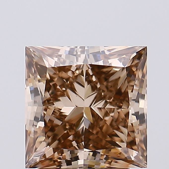 Loose Lab Diamond Princess 2.52ct Fancy Brown VS1: Loose Lab Diamond Princess 2.52ct Fancy Brown VS1 Loose Lab Diamond Princess 2.52ct Fancy Brown VS1, with measurements of 7.25L x 7.25W x 4.96H, features excellent polish and symmetry, but is uncertif